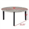 36 Inch Round Coffee Table, Modern And Stylish Small Coffee Table, Imitation Marble Tabletop With Wood Legs - 3 of 4