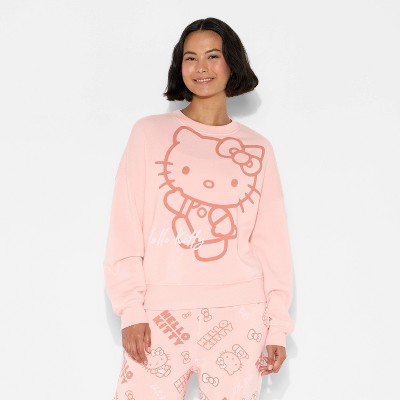 Women's Hello Kitty Fleece Graphic Pullover Sweatshirt - Pink - image 2