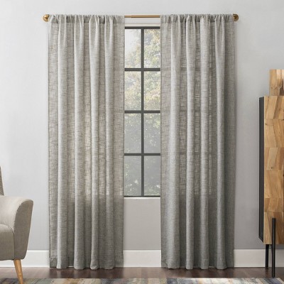 Scott Living Sheer Wallis Crosshatch Slub Textured Linen Rod Pocket Curtain Panel