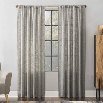 Wallis Crosshatch Slub Textured Linen Blend Sheer Rod Pocket Curtain Panel - Scott Living