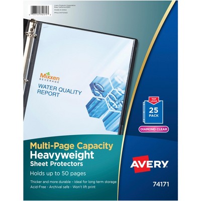 Avery Multi-Page Capacity Top Loading Sheet Protectors, 8-1/2 x 11 Inches, Diamond Clear, Box of 25