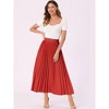 INSPIRE CHIC Women's High Waist Side Zipper Casual Party Flowy Pleated Maxi Skirt - 2 of 4