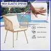 BestMassage 3-Piece Outdoor PE Rattan Bistro Furniture Set with Glass Coffee Table Top 2 Chairs, White - 3 of 4