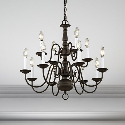 Colonial Elegance Bronze 12-Light Candle-Style Chandelier
