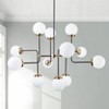 Dewdrop Black & Brass Multi Arm Sputnik Chandelier, Frosted Glass Globe Pendant 12?Light Dining Room - 2 of 4