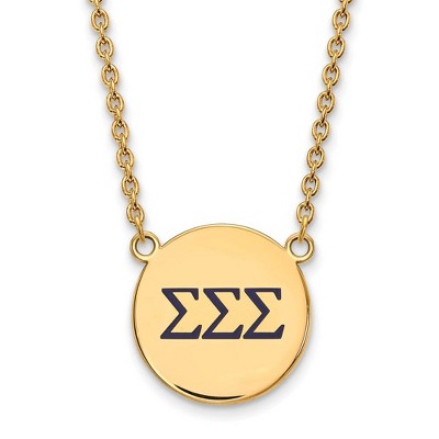 Black Bow Jewelry 14k Yellow Gold Plated Sterling Silver Sigma Sigma Sigma Greek Life Necklace 18 Inch