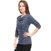 Allegra K Women's Cowl Neck Long Sleeves Buttons Decor Solid Ruched Top - 4 of 4