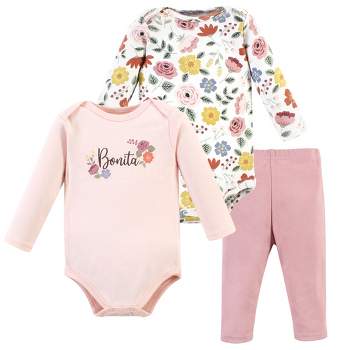 Hudson Baby Infant Girl Cotton Bodysuit and Pant Set, Bonita Long Sleeve