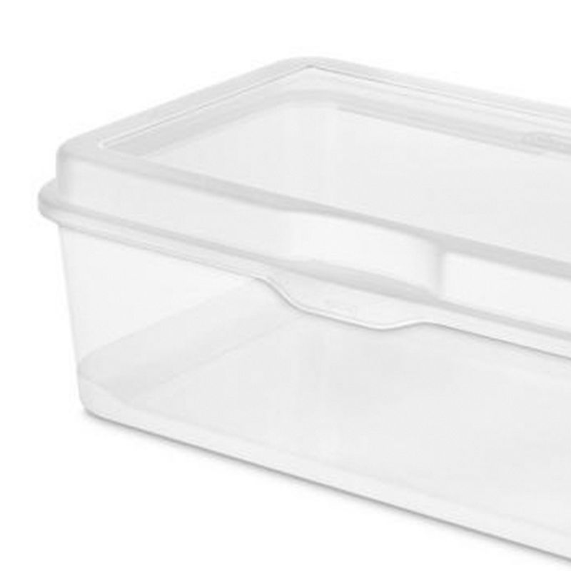 Sterilite Large FlipTop, Stackable Small Storage Bin with Hinging Lid, Plastic Container to Organize Desk at Home, Classroom, Office, Clear, 6-Pack, 3 of 7