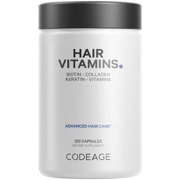 Codeage Hair Vitamins Biotin 10000 mcg Keratin Collagen Supplement Capsules - 120ct