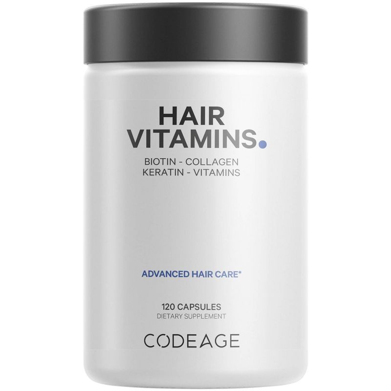 Codeage Hair Vitamins Biotin 10000 mcg Keratin Collagen Supplement Capsules - 120ct, 1 of 16