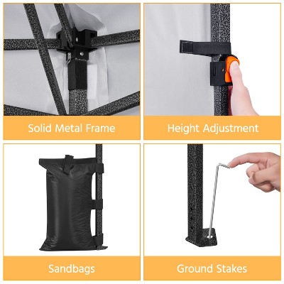10x10 Black Adjustable Height Pop-Up Canopy Tent with Sidewall