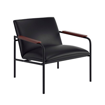 Boulevard Café Lounge Accent Chair Black Faux Leather - Sauder