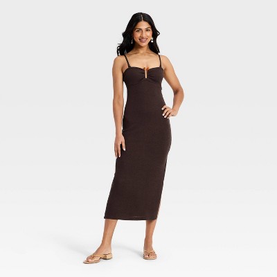 Женские платья A New Day Women's Textured Knit Maxi Dress - A New Day™ Brown M — фото 2