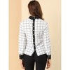Allegra K Women's Contrast Turndown Collar Button Back Check Plaid Work Shirt - 2 of 4