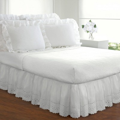 White Eyelet 14" Bed Skirt (Twin)