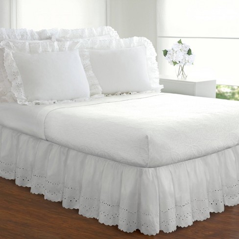 NEWEEN Wrap Around Bed Skirts for Queen Beds 15 Inches Drop, White