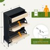 Freestanding Shoe Rack, Ratten Modern Flip Doors Shoe Storage Cabinet with 2 Adjustable Shelves and Drawer - image 3 of 4