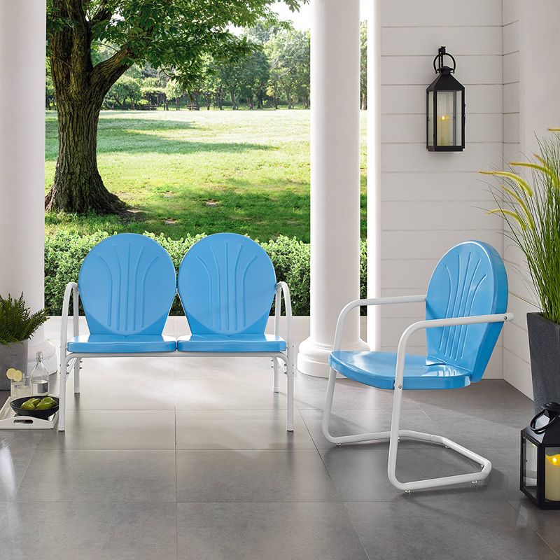 Griffith 2pc Outdoor Seating Set - Blue - Crosley, 4 of 10