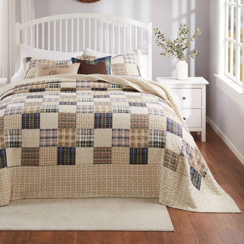Greenland Home Fashions 3pc Queen Oxford Traditional Bedspread Bedding Set Taupe