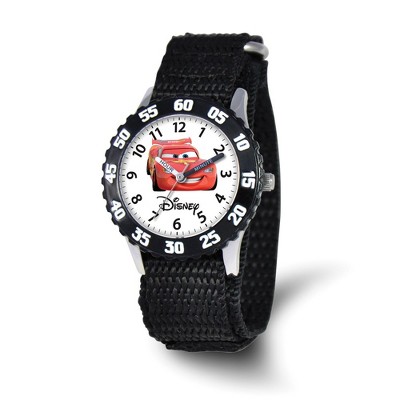 Black Bow Jewelry Disney Boys Cars Lightning McQueen Black Velcro Time Teacher Watch
