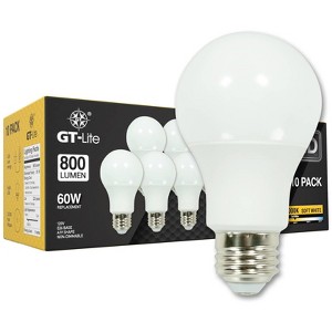 GT-Lite 10pk 800 Lumen 3000K 60W LED A19 Bulb Equivalent E26 - 1 of 4