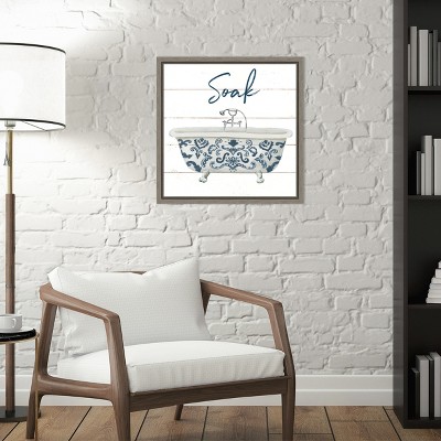 Rustic Blue and White Clawfoot Bathtub Canvas Print