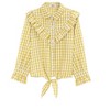 Girls Long Sleeve Ruffle Plaid Shirts Front Button Down Shirts for Girls Waist Knot Plaid Shirts - 2 of 4