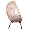 YOOCOZZ Outdoor PE Rattan Egg Chair with Curved Back, Semi-Enclosed Oversized Cushion and Side Table - Beige - 3 of 4