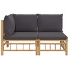 vidaXL 2 Piece Patio Lounge Set with Dark Gray Cushions Bamboo - 3 of 4