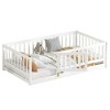 CAVINAS Twin/Full Size Bed Frame with Heightened Fence & Door,Montessori Wood Floor Bed for Kids Room,Bedroom - 4 of 4