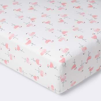 Crib Fitted Sheet Flamingos - Cloud Island™ - Pink/White