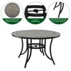 CLIHOME Outdoor 48" Round Ceramic Tile Cast Aluminum Dining Table With Umbrella Hole - 3 of 4