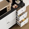 67 Inch Farmhouse Kitchen Hutch with LED Lighting, 3-Drawer Freestanding Cabinet with Countertop for Dining & Storage, for Living Room - 4 of 4