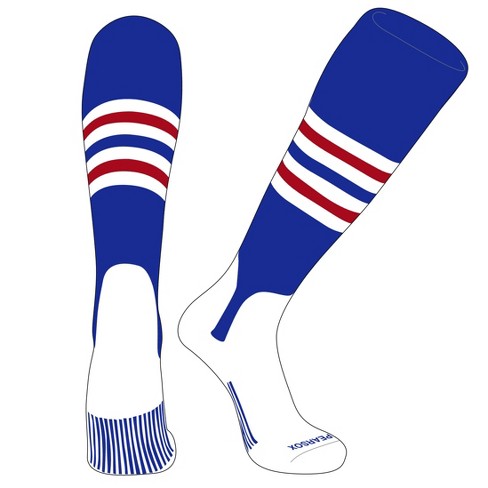 PEAR SOX OTC Baseball Softball Stirrup Socks (A, 5in) Red, White