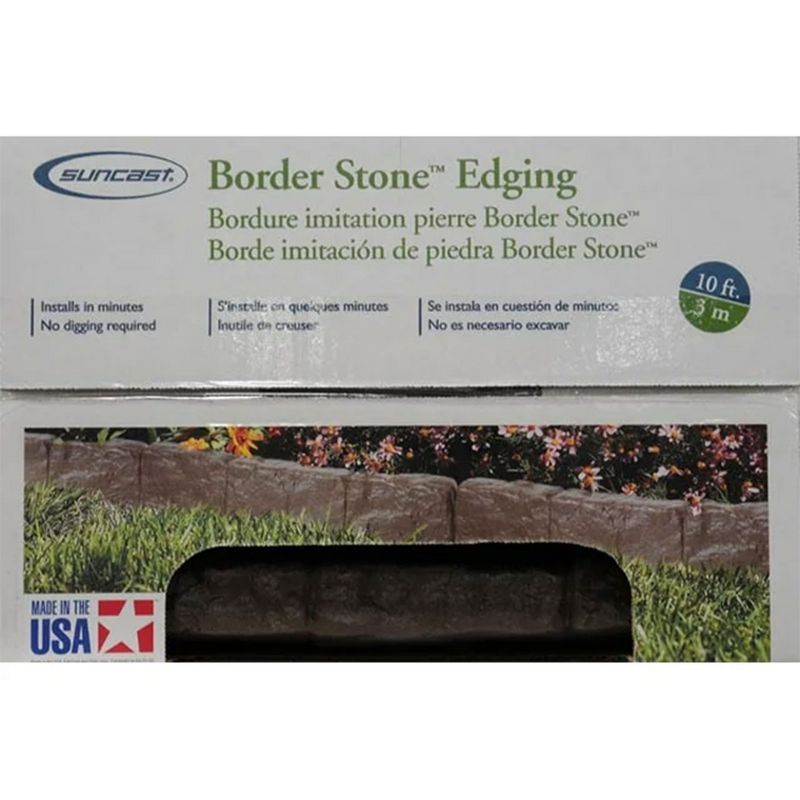Suncast Plastic Border Stone Edging with Modern Style and Natural Border Stone Appearance for Enclosing Flower Beds or Garden Plots, Brown, 5 of 7