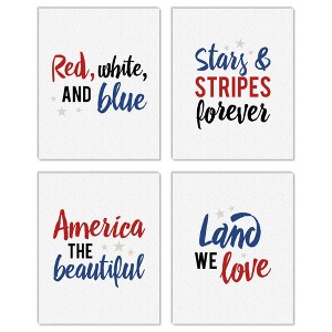 Big Dot of Happiness Stars & Stripes - Unframed Patriotic Linen Paper Wall Art - Set of 4 - Artisms - 8 x 10 inches - 1 of 4