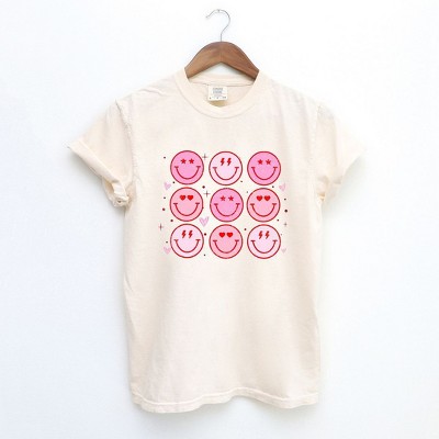 Simply Sage Market Women's Valentine Smiley Face Heart Short Sleeve Garment Dyed Tee