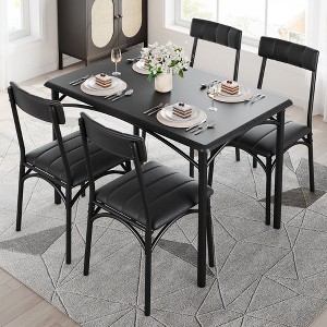 Dining Table Set With 4 Soft Cushioned Chairs, 5-Piece Kitchen Table & Chairs Set, for Kitchens, Dining Rooms, Apartments, Studios - 1 of 4