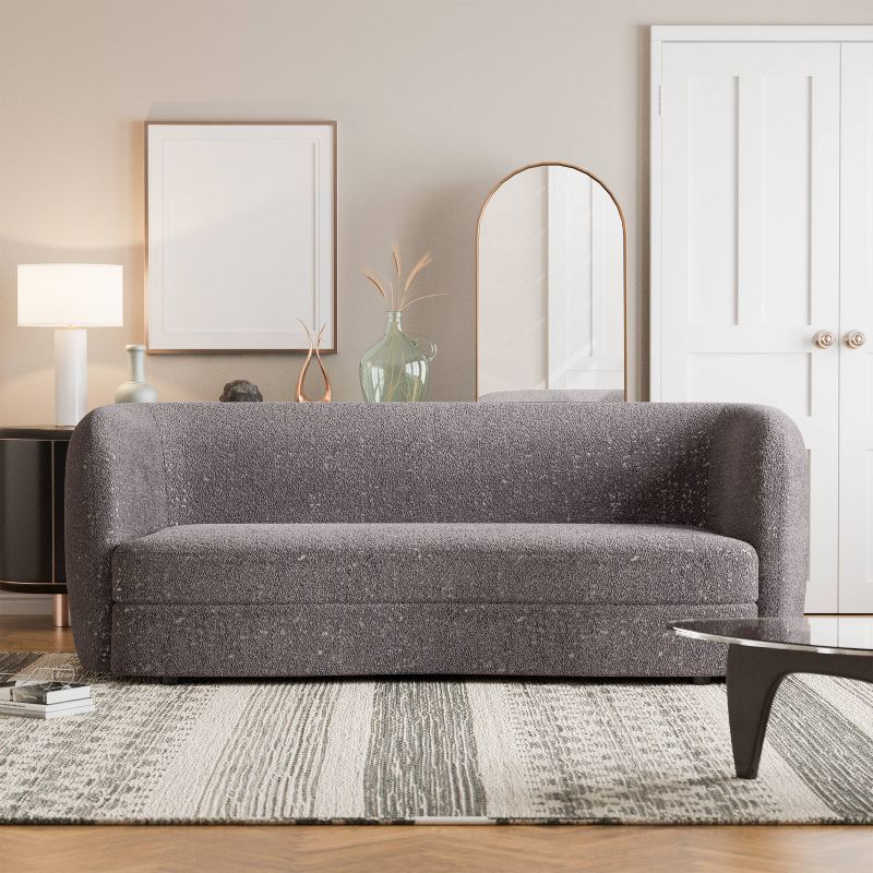 HOMES: Inside + Out 85&#34; Pinehush Boho Curved Boucle Fabric Sofa with Pocket Coil Cushions, 2 of 12