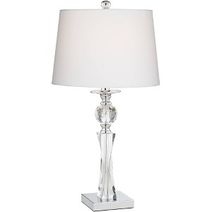 Vienna Full Spectrum Julian Traditional Table Lamp 25" High Clear Twisted Crystal Glass Column White Drum Shade for Bedroom Living Room Bedside Office - 1 of 4