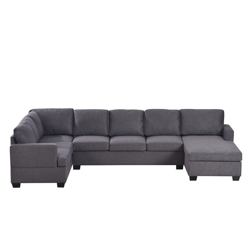 Modern Large Upholstered U-Shaped Sectional Sofa With Extra Wide Recliner - ModernLuxe, 5 of 13