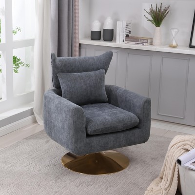 KTMBDW Mid-Century Swivel Accent Chair, Upholstered Fabric Armchair for Living Room, Bedroom