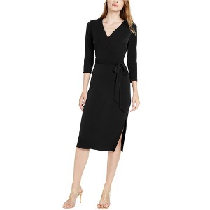I.N.C International Concepts Womens Solid Wrap Dress, Black, Small - 1 of 1