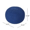 Bordeaux Knitted Cotton Round Pouf, Navy Blue - 4 of 4