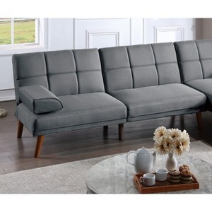 Okak Modern Adjustable Tufted Sofa Loveseat Sleeper Sofa, 2 seater Sofa Plush Couch with wooden legs for Small Apartments, living Room, Gray - 1 of 4
