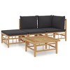 vidaXL 4 Piece Patio Lounge Set with Dark Gray Cushions Bamboo - 2 of 4