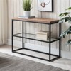 42" Black and Bronze Metal Console Table with Rustic Oak Wood Shelf - Henn&Hart - 2 of 4