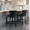 FONTOI 4PCS Velvet Upholstered Wing-Back Barstools with Button Tufted Decoration, Leisure Style Bar Chairs with Nailhead Trim, Black, 19"*37"*22" - 4 of 4