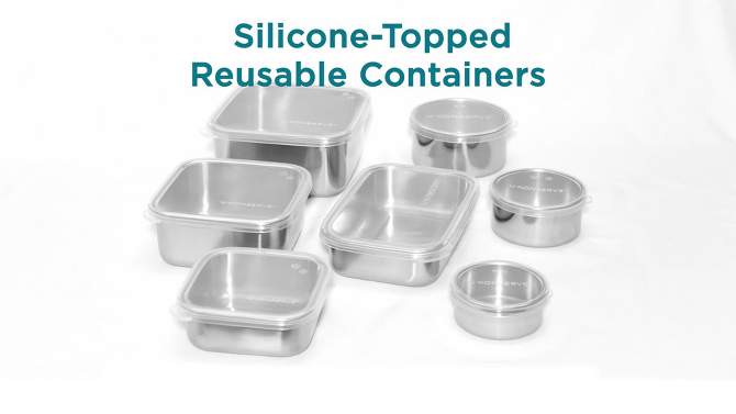 U-Konserve To-Go Stainless Steel Food-Storage Container Square 30oz - Clear Silicone Lid, 2 of 6, play video